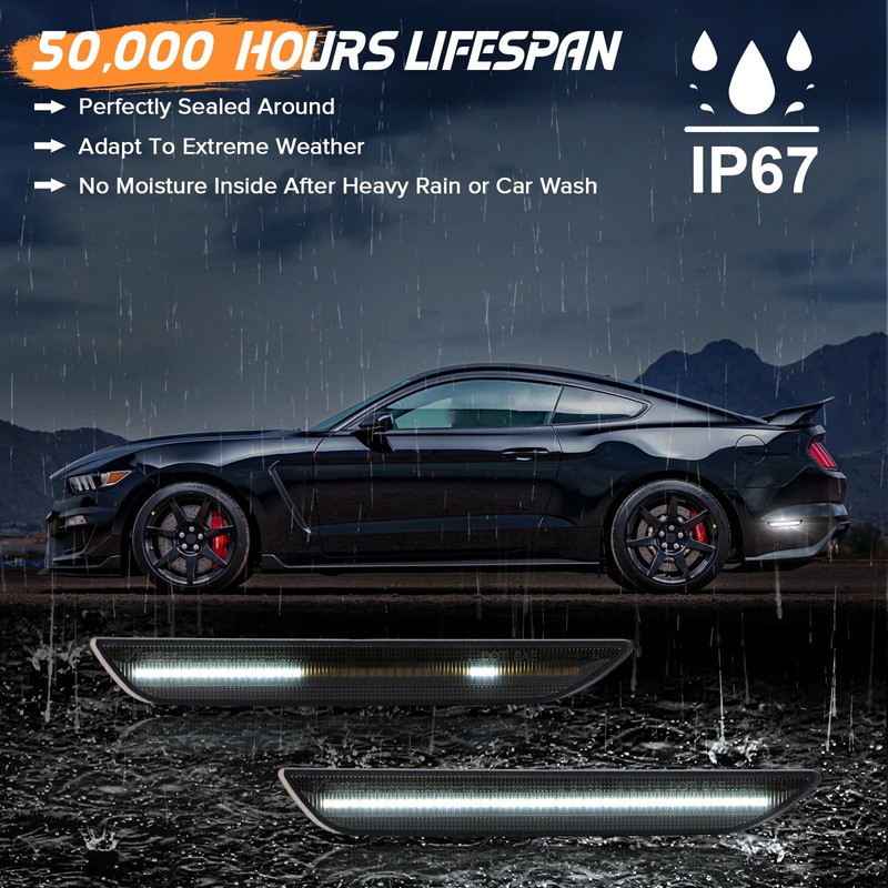 Aexploer LED Side Marker Lights Compatible with Mustang S550 GT
