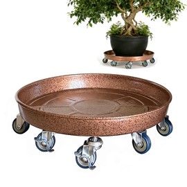 SIAMO 20" Heavy Duty Plant Caddy (570lbs Capacity)-Lockable Non-Scratch Swivel Casters Rolling Plant Stand Saucer for Large Ceramic Planters & Heavy Trees Indoor & Outdoor,Copper