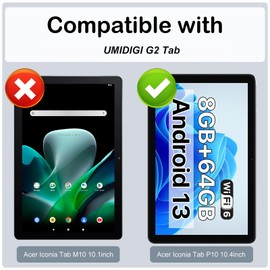 KZIOACSH Tablet Case for UMIDIGI G3 Tab Ultra/G3 Tab/G2 Tab/G1 Tab, Full Coverage Adjustable Folding Stand Cover Auto Sleep/Wake Folio PU Leather Cover with with Pencil Holder and Wrist Strap