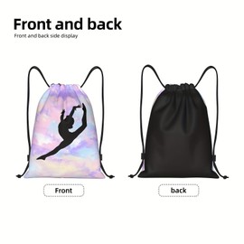 Richugui Ballet Dance Girls Drawstring Backpack,Dance Posture Sport Gym Sack Drawstring Bag String Bag Yoga Bag for Men Women