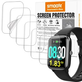 smaate Compatible with GRV FC1 1.83” Smart Watch, Soft Screen Protector, TPU, 6-pack, Full Coverage, Bubble Self-healing