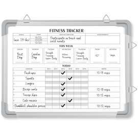 Lincia Fitness Tracker Whiteboard Workout Calendar for Home Gym Dry Erase Planner Hanging Removable to Do List for Wall Whiteboard with Aluminum Frame for Gym Fitness Program(24 * 18 Inch)