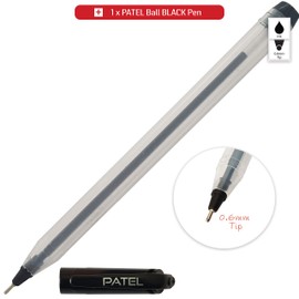 DOM A1 Deep Graphite Traditional Pencils Writing Pack (10 Pencils + Eraser + Sharpener + 1 x PATEL Black Ball Pen)