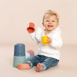 Little Smoby - Magic Tower - Cup Tower - Identification of Shapes and Colours - Stacking Game - Fine Motor Skills - from 12 Months - French Product