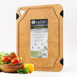 Cutting Board, TOPTIER Wood Fiber Cutting Board for Kitchen, BPA Free, Dishwasher Safe, Reversible, Juice Grooves, Eco-Friendly, Non Porous, Natural Large Cutting Board, 17.5 x 13-inch, Natural Slate