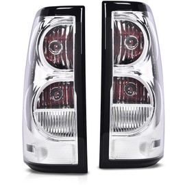 CNNELL Tail Lights Assembly Rear Lights Tail Lamp Compatible with Chevy Silverado Pickup 2003 2004 2005 2006 Driver & Passenger Side w/harness Clear Lens Chrome Housing GM2800174 GM2801174