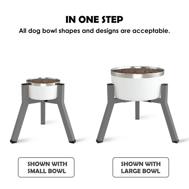 SHAINFUN Grey Elevated Dog Bowls Stand for Large Medium Breeds,