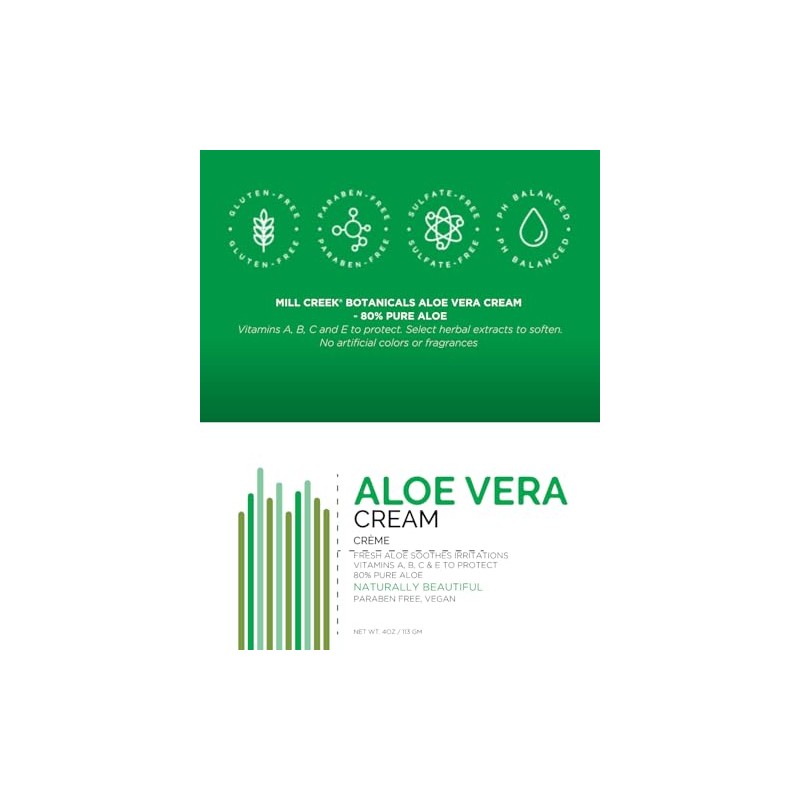Mill Creek 80% Aloe Vera Cream, 4 oz by Mill