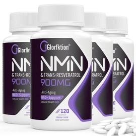 Glorfktion Trans-Resveratrol & NAD+ 900mg, Enhanced with Black Pepper for Max Absorption, 120 Fast-Acting Lozenges for 4 Month Supply (120 Count (Pack of 4))