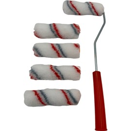 TIJAR® Pack of 5 Paint Roller Set, High Performance Mohair 4" (100mm) Decorating & Painting Mini Roller Sleeves Ideal for Varnish, Gloss, Satin finishes (5)