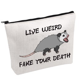 Funny Possum Gift Opossum Lover Gift Live Weird Fake Your Death Makeup Bag Opossum Mom Gift (Live Weird Fake Your Death)