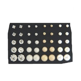 20 Pairs Stud Earrings Crystal Pearl Earring Set Ear Stud Earring for Women Men Silver and Gold