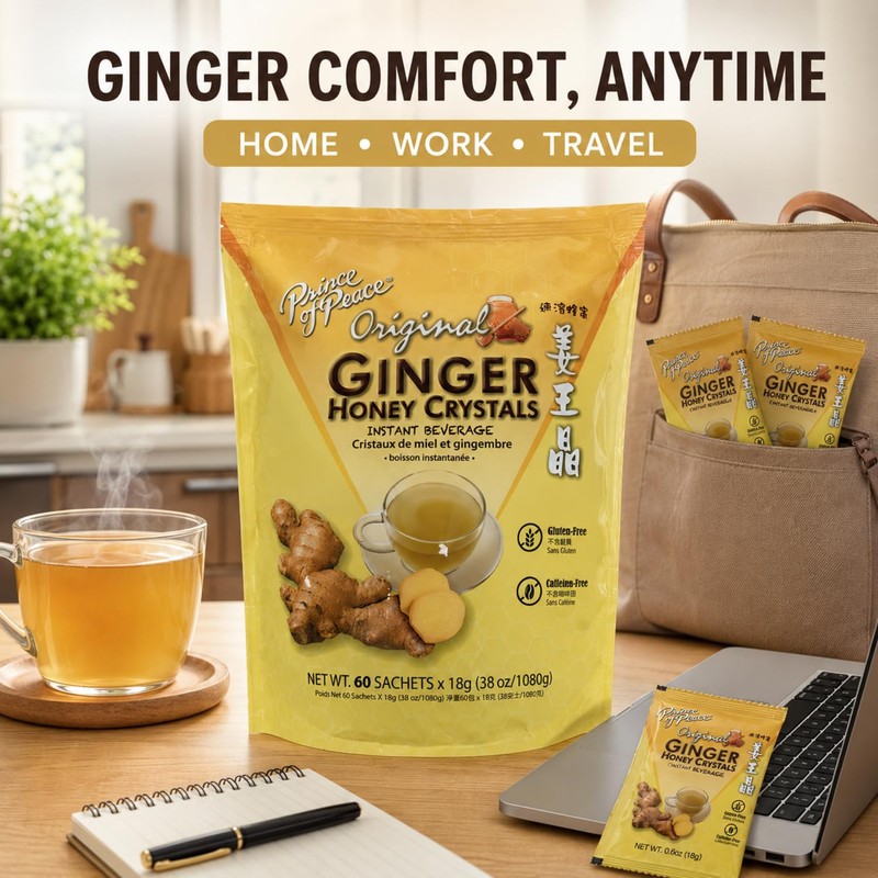 Instant Ginger Honey Crystals Family Value Pack 60 Sachets 18g