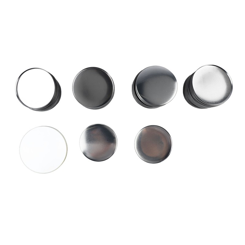 100 Set Pin Back Button Parts 2.3in Diameter Tinplate Plastic