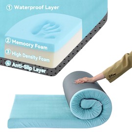 MABOZOO Memory Foam Camping Mattress Pad Waterproof Portable Sleeping Mats Roll Up Mattress Guest Bed 7 Inch Thick Washable Velvet Cover Floor Camping Cot for Car Truck Outdoor Tent