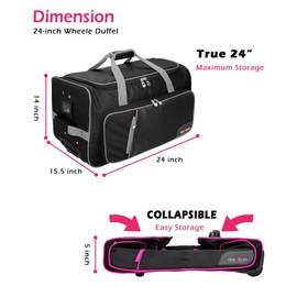 Heendzoo Dance Bag With Garment Rack,23inch Dance Competition Garment Bags with Clothes rack,Suitcase,Rolling duffle For Travel, Wheeled Drop-Bottom Upright Luggage Closet Suitcase (Grey)