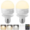 SCOPOW 2Packs E26 Rechargeable Light Bulbs with Remote Control, 5W