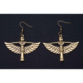 Miniblings Isis figure Egypt Egyptian goddess wings bronze - handmade fashion jewellery I earrings earrings bronze, Metal