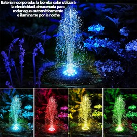 YRGFCCC Fuente Solar Flotante,Fuente de Agua Solar,Bomba para jardín para baño de pájaros,con Boquilla giratoria,Adecuada para Uso en Exteriores,Piscina,Acuario,jardín,Patio,Vista al Agua