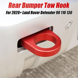 2PCS Rear Bumper Trailer Hitch Tow Hook Compatible with 2020-2025 Land Rover Defender 90 110 130 Heavy Duty Aluminum Alloy Towing Accessories (Red)
