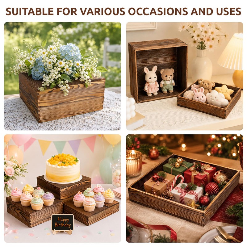 Arttown 6-Pack Buffet Risers and Stands for Food Display Wood