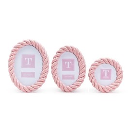 Two's Company Twist Photo Frame, 8.5-inches Height, Resin, Pink, Set of 3, Home Décor