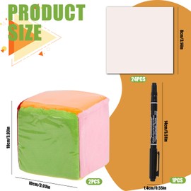 RNHDLY Pack of 2 Large Foam Dice with 24 Blank Cards, 1 Pen, Colourful Cube with Pockets, 10 cm Cube with Bag for Nursery, Preschool, Early Learning