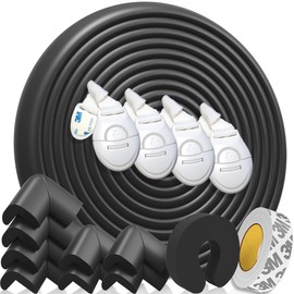 HAPPY CHLEA® Kantenschutz Baby und 8 Eckenschutz aus Schaumstoff. Tischkantenschutz und Eckenschützer: 6,4 M gesamt für Tisch und Möbel Ecken. Türstopper, 4 Schubladensicherung. Zertifikat (Schwarz)