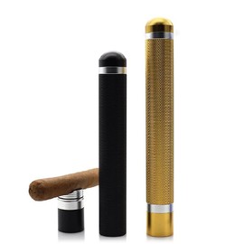 Germ 3 in 1 Cigar Tube & Case humidors Box Holds Up for 1 Stainless Steel Guillotine Cigar Puncher Cigar Holder Multitool Cigar Stand (Color: Black)