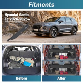Nilight Trunk Cargo Cover for Hyundai Santa Fe 2024 2025, Retractable Security Shade Rear Cargo Cover, with Trunk Storage Net