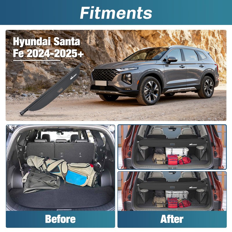 Nilight Trunk Cargo Cover for Hyundai Santa Fe 2024 2025,