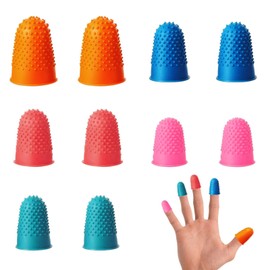 10PCS Rubber Finger Protectors Rubber Thimbles Rubber Finger Thimblettes Fingers Tip Pads Thimble Grips Reusable Protector for Money Counting Collating Writing Sorting Task and Sport Games 5 Colors