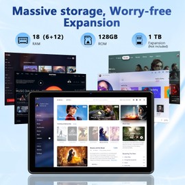 Aobante Tablet 10 Inch, 2025 Android 15 Tablets, 18GB+128GB, 1TB Expand, Widevine L1 Compatible Octa-Core Tablet with WiFi 6, 6000mAh Battery, Dual Camera(5MP+8MP)