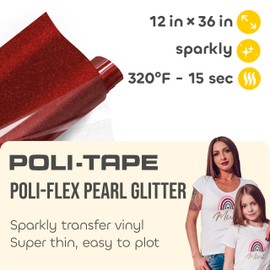 Poli-Flex® Pearl Glitter® - Heat Transfer Vinyl (HTV) - 12 in x 36 in Glitter Iron-On Foil - Easy to Cut & Weed - Sparkling Shine for DIY Shirts - Burgundy