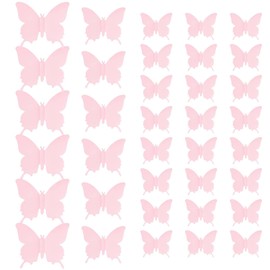36 Pcs Cute Pink Butterfly Wall Decor Three Sizes, Girls Bedroom Decors 3D Butterfly Decorations Removable Room Accessories, for Birthday Family Rooms Party Decors