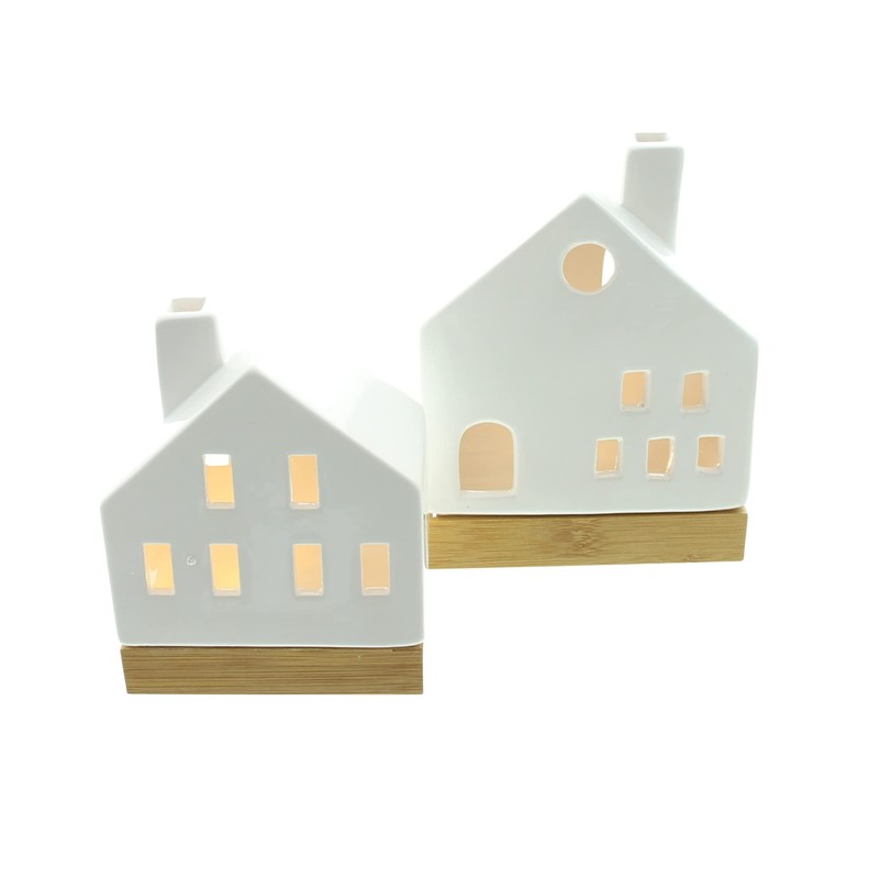 FRANK FLECHTWAREN LED House White, Set of 2, Dimensions: Height