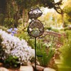 KAIXOXIN Garden Solar Lights Metal Cat Crackle Glass Globe Stake
