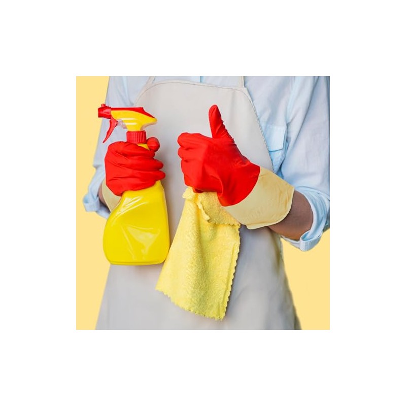 SteadMax 3 Pack Red Cleaning Gloves, Supreme Durability, Natural Rubber