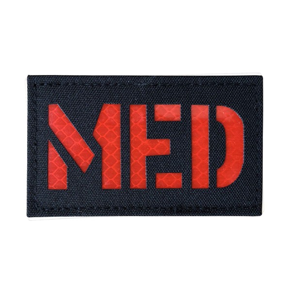 2 x 3.5 pulgadas reflectante MED Medic EMS EMT Patch cierre de gancho (negro-rojo)