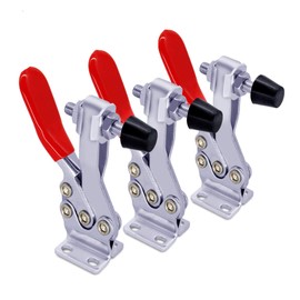 SKYCY 3pcs 500lbs Holding Capacity Toggle Clamp 225D,Quick-Release Horizontal Clamp,Large Hold Down Clamp,w/Antislip Rubber Pressure Tip for Woodworking Jigs and Fixtures, Welding, Drill Press