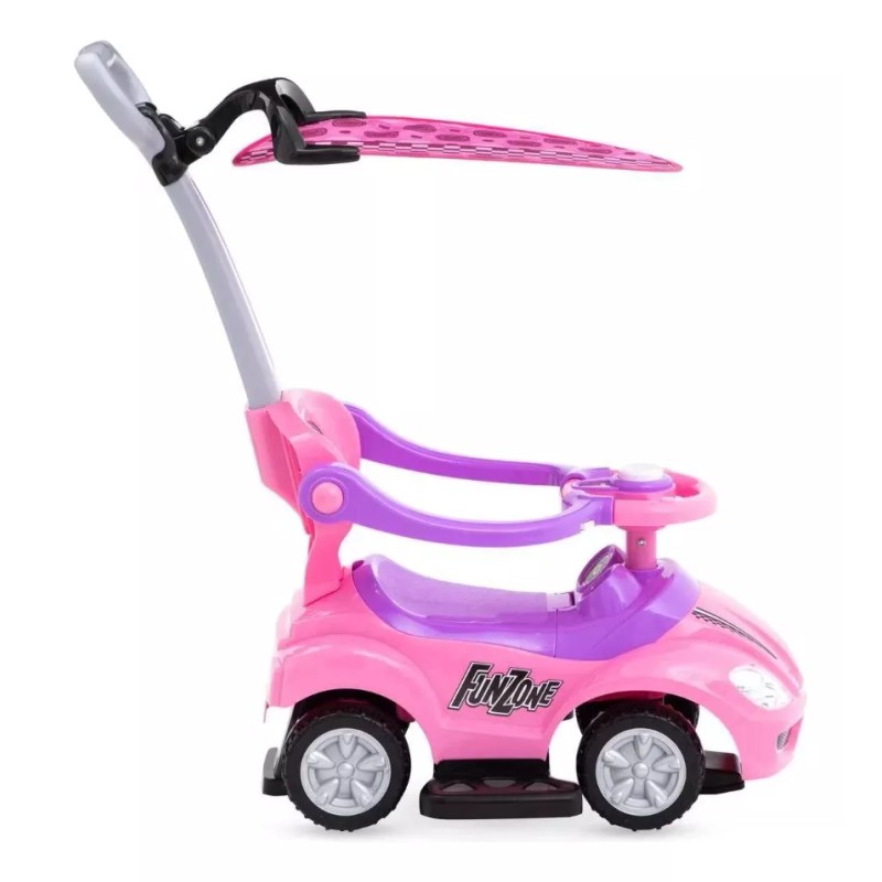 Funzone Carrito De Empuje Rosa Montable Paseo Toldo Claxón Funzone