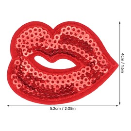 20Pcs Red Sequins Lips Punk Big Patches, Glitter Sequins Lips Shape Embroidery Fixes Embroidered Sew Iron on Patches DIY Paillette Badge Fabrics Appliques for Clothes