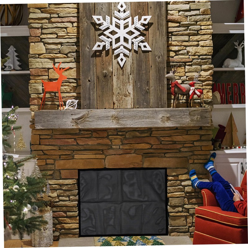 iplusmile 1 Set Fireplace Mesh Screen Curtain Heat Resistant Fireplace