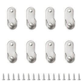 INCREWAY 8pcs Closet Rod Bracket, Zinc Alloy Closet Rod Holders, Oval Closet Rod End Supports, Silver Flange Rod Brackets