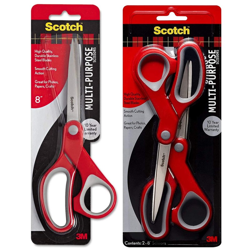Scotch Multi-Purpose Scissors: 8-inch Scissor / 1-Pack (Yellow Handle/Designer Series)