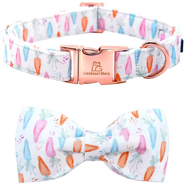 Lionheart glory Easter Dog Collar with Bow Tie Carrot Print