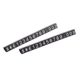 MECCANIXITY Adjustable Removable Mini Cube Price Tag Display Number Letter Price Label Stand Block Kit for Shop Counter White on Black,3.8x6.9mm,10 Sets