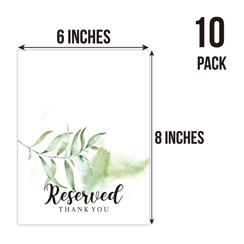 TENTADO Reserved Table Tent Card, 10 Pack, 4"x6", Green, Paper,