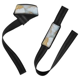 Correas de elevación antideslizantes de mármol blanco blanco de 26 pulgadas para entrenamiento, gimnasio, levantamiento de potencia, culturismo