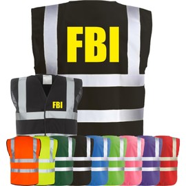 Corporate Togs FBI Fancy Dress Funny Vest - High Visibility Waistcoat, Brace Hi-Vis Strips, Fully EN471 Health, Protective Safety Wear | Safety Apparel